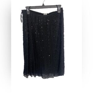 Zelda 100% Silk Beaded Sequin Midi Skirt Black Size 4